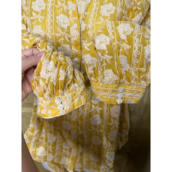 Pilcro Anthropologie Embroidered Shirt La Bella Femme Buttondown $148 Size Large - Picture 6 of 10